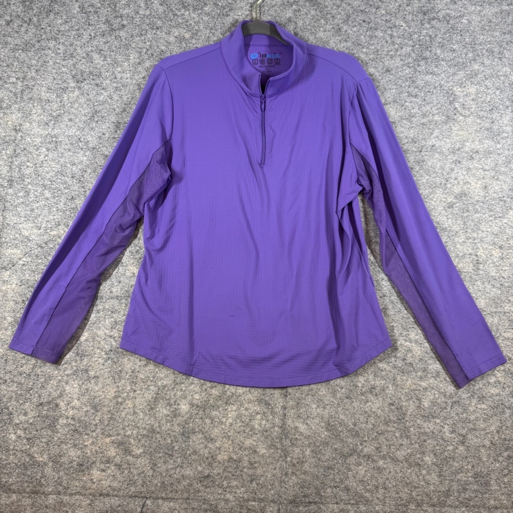 IBKUL Purple Quarter Zip Pullover XL UPF 50+ Golf Athletic Pickleball Top - Picture 2 of 16